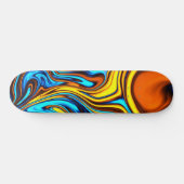 Golden Amber and Blue Abstrakt Lava Flow Skateboard (Horizontal)
