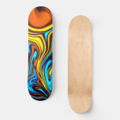 Golden Amber and Blue Abstrakt Lava Flow Skateboard (Vorderseite)