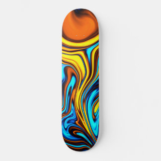 Golden Amber and Blue Abstrakt Lava Flow Skateboard