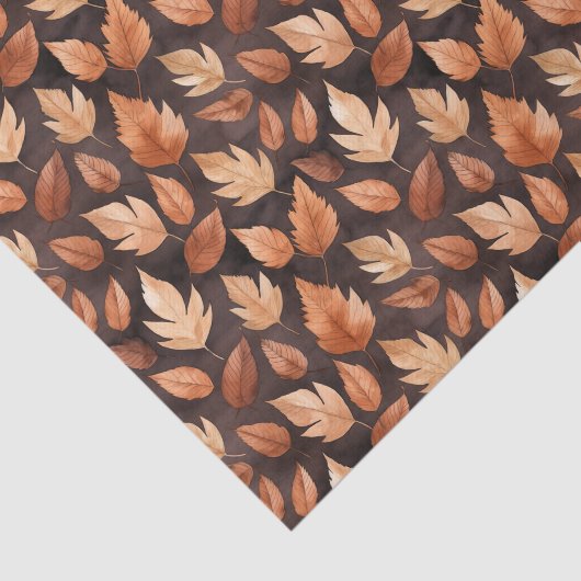 Golden Amber Brown Autumn Leaf Muster Seidenpapier (Ausschnitt)