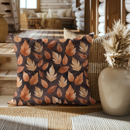Golden Amber Brown Autumn Leaf Pattern Kissen