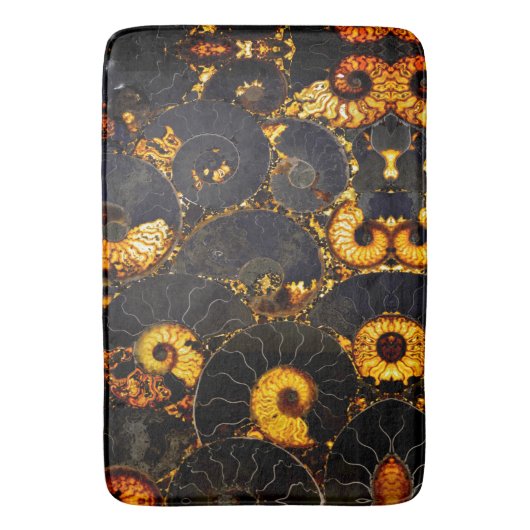 Golden Amber Schwarz Nautilus Muschel Muster, Foss Badematte (Vorderseite Vertikal)