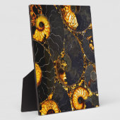 Golden Amber Schwarz Nautilus Muschel Muster, Foss Fotoplatte (Seite)