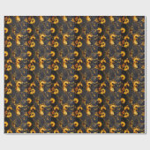 Golden Amber Schwarz Nautilus Muschel Muster, Foss Geschenkpapier (Flach)