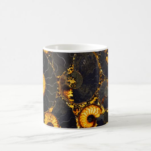 Golden Amber Schwarz Nautilus Muschel Muster, Foss Kaffeetasse (Mittel)