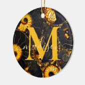 Golden Amber Schwarz Nautilus Muschel Muster, Foss Keramik Ornament (Links)