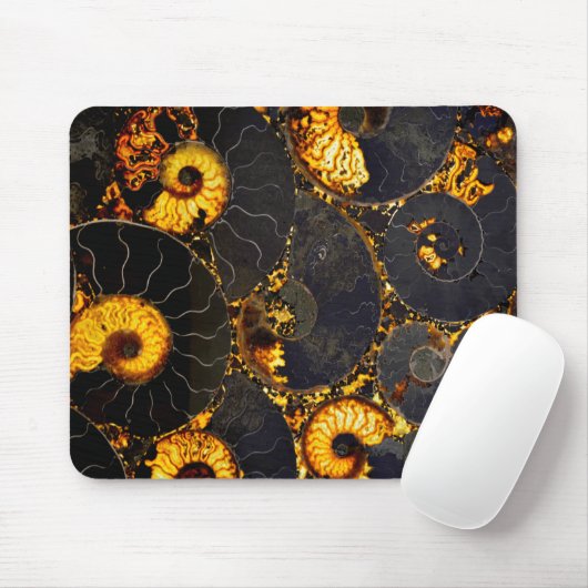 Golden Amber Schwarz Nautilus Muschel Muster, Foss Mousepad (Mit Mouse)