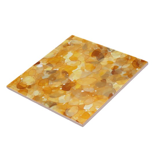 Golden Amber Tile - Moderner Abstrakter Gemstone L Fliese (Seite)