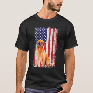 Golden American Flag Hund trägt Gesichtsmaske 4. J T-Shirt