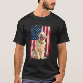 Golden American Flag Hund trägt Gesichtsmaske 4. J T-Shirt (Vorderseite)