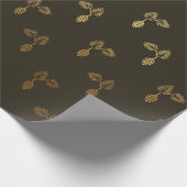Golden Ananas Chocolate Brown Vip Geschenkpapier (Ecke)