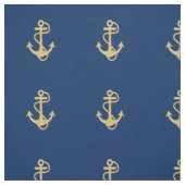 Golden Anchor auf dem Navy Blue Nautical Fabric Stoff (Muster)
