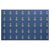 Golden Anchor auf dem Navy Blue Nautical Fabric Stoff (Fat Quarter (45,7 x 55,9 cm))