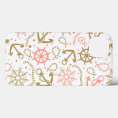 Golden Anchor Muster Case-Mate iPhone Hülle (Rückseite (Horizontal))