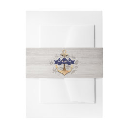 Golden Anchor Nautical Wedding Einladungsbanderole