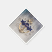 Golden Anchor Navy Blue Nautical Wedding Serviette (Ecke)