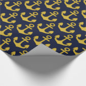 Golden Anchor über den blauen Hintergrund der Mari Geschenkpapier (Ecke)