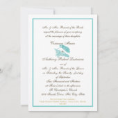 Golden and Aqua Marine Seashell Wedding Einladung (Rückseite)
