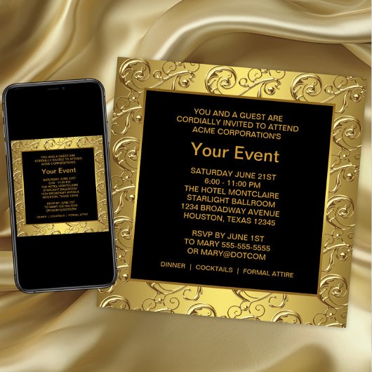 Golden and Black Corporate Party Event Einladung