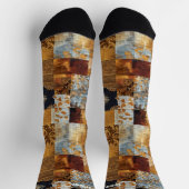 Golden and Blue Patchwork Socks - Custom Artistic Socken (Oben)