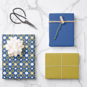Golden and Blue Star von David Geschenkpapier Set