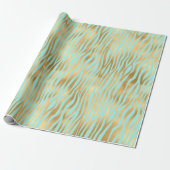 Golden and Blue Zebra Print Geschenkpapier (Ungerollt)