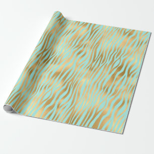 Golden and Blue Zebra Print Geschenkpapier