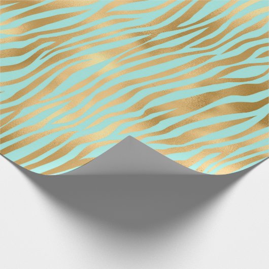 Golden and Blue Zebra Print Geschenkpapier (Ecke)