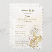 Golden and Blush Bloral 50. Geburtstag Einladung (Vorne/Hinten)