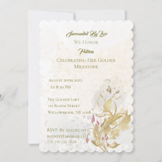 Golden and Blush Bloral 50. Geburtstag Einladung