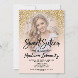 Golden and Blush Sweet 16 Foto Einladung zum Gebur