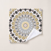 Golden and Charcoal Mandala Pattern Badhandtuch Set (Waschlappen)