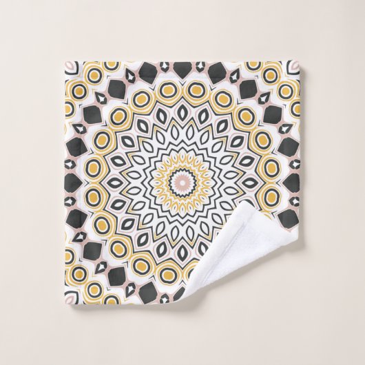 Golden and Charcoal Mandala Pattern Badhandtuch Set (Waschlappen)