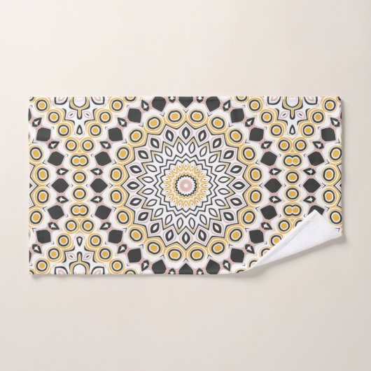 Golden and Charcoal Mandala Pattern Badhandtuch Set (Handtuch)