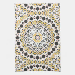 Golden and Charcoal Mandala Pattern Geschirrtuch