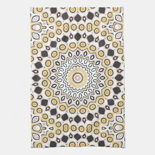 Golden and Charcoal Mandala Pattern Geschirrtuch (Vertikal)