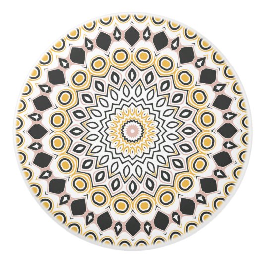 Golden and Charcoal Mandala Pattern Keramikknauf (Vorderseite)