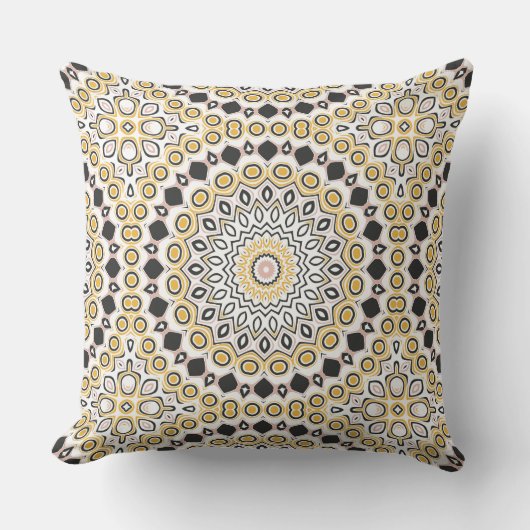 Golden and Charcoal Mandala Pattern Kissen (Vorderseite)