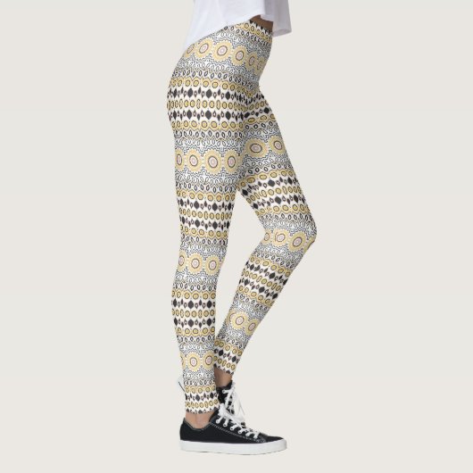 Golden and Charcoal Mandala Pattern Leggings (Rechts)