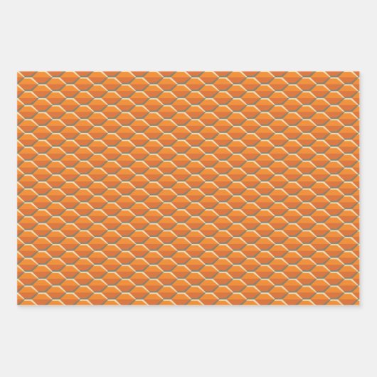 Golden and Orange Beve Hive Pattern Geschenkpapier Set (Vorderseite)