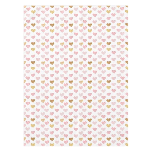 Golden and Pink Hearts Muster Tischdecke (Vorderseite)