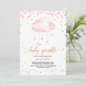Golden and Pink Rainclow Baby Sprinkle Einladung (Stehend Vorderseite)