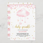 Golden and Pink Rainclow Baby Sprinkle Einladung (Vorne/Hinten)