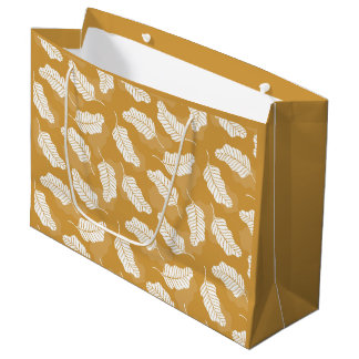 Golden and White Blätter Geschenktasche Große Geschenktüte