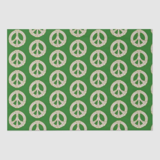 Golden and White Celtic Peace Sign Muster Seidenpapier (Vorderseite)