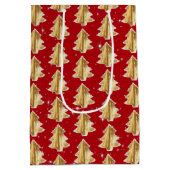 Golden and White Christmas Trees Mittlere Geschenktüte (Rückseite)