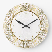 Golden and White Floral Paisley