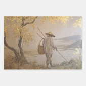 Golden and White Koi Fish Japanisches Wrapping Pap Geschenkpapier Set (Vorderseite 2)