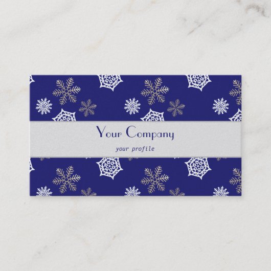 golden and white snowflakes against midnight blue visitenkarte (Vorderseite)