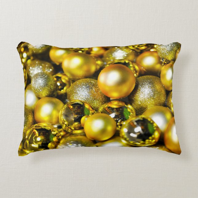 Golden and Yellow Christmas Ball Cluster Dekokissen (Vorderseite)